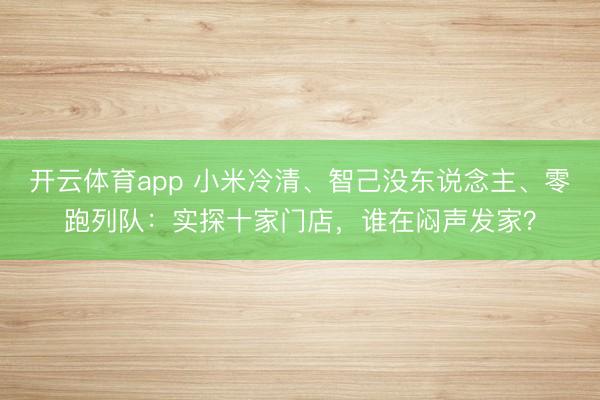 开云体育app 小米冷清、智己没东说念主、零跑列队：实探十家门店，谁在闷声发家？