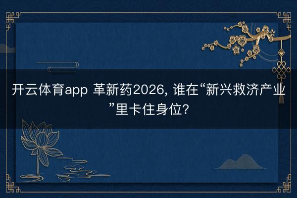 开云体育app 革新药2026, 谁在“新兴救济产业”里卡住身位?