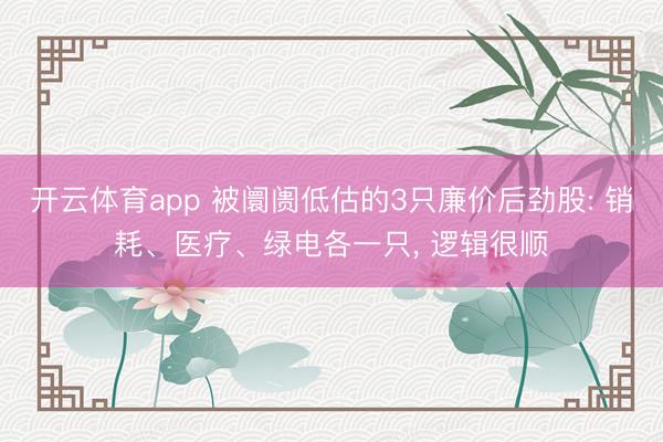 开云体育app 被阛阓低估的3只廉价后劲股: 销耗、医疗、绿电各一只, 逻辑很顺